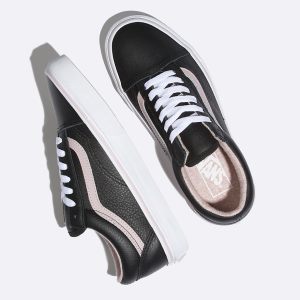 Vans Bayan Spor Ayakkabı Leather Old Skool Mor/Beyaz | 49925-624